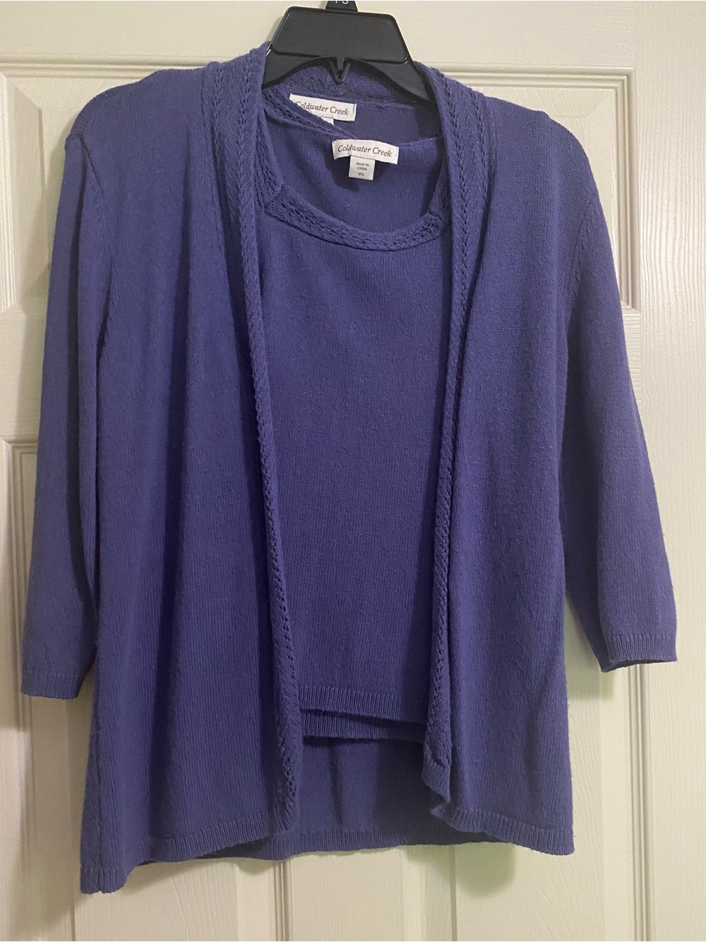 Coldwater Creek Women's Purple Open Cardigan and Shell Set